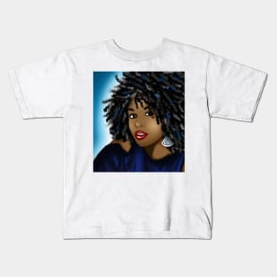 black woman digital art drawing Kids T-Shirt